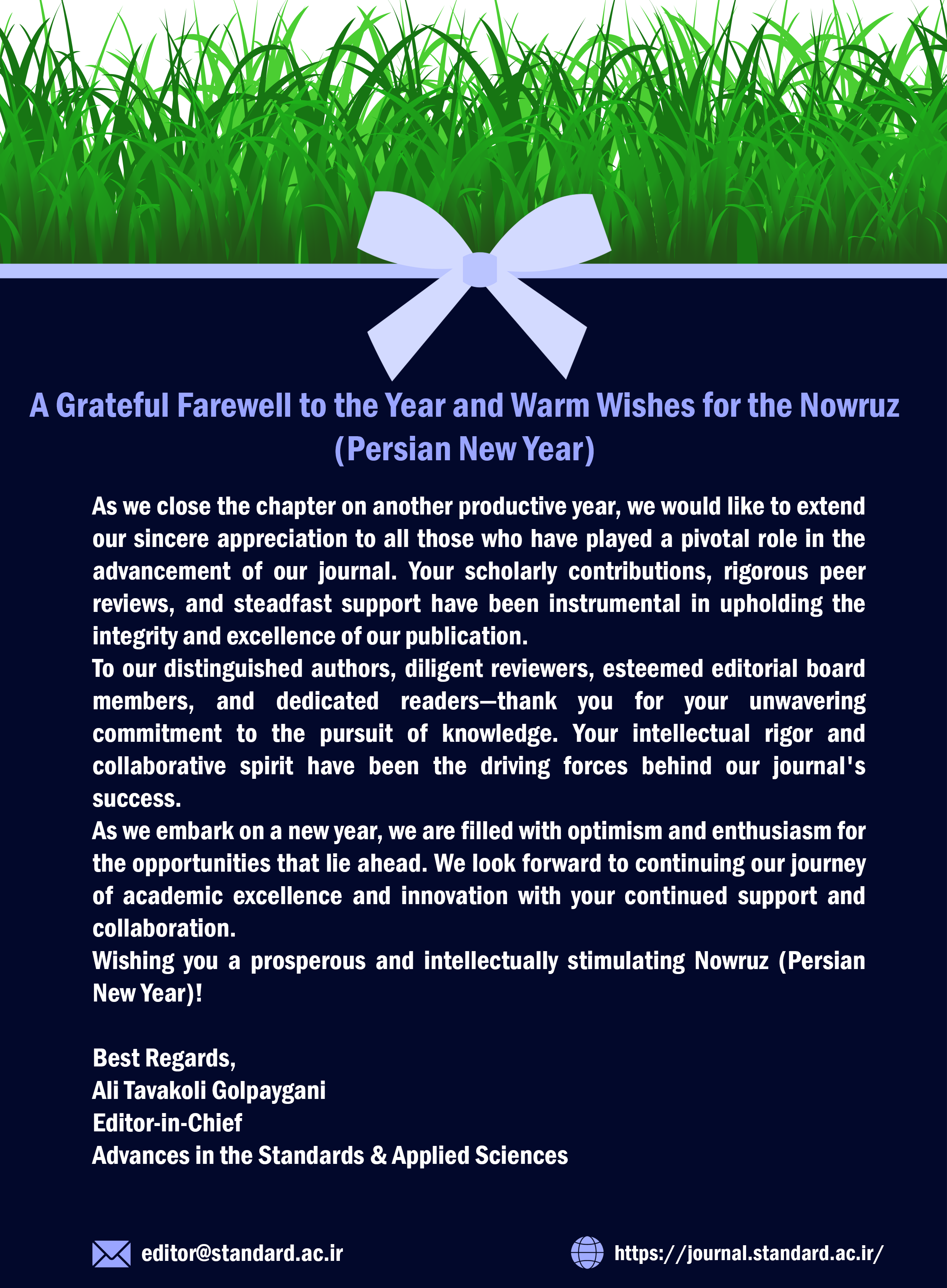 A Grateful Farewell to the Year and Warm Wishes for the Nowruz (Persian New Year)